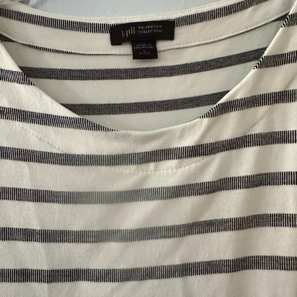 J. Jill Wearever sleeveless dress Black and White Striped. Size large petite. - Picture 5 of 9